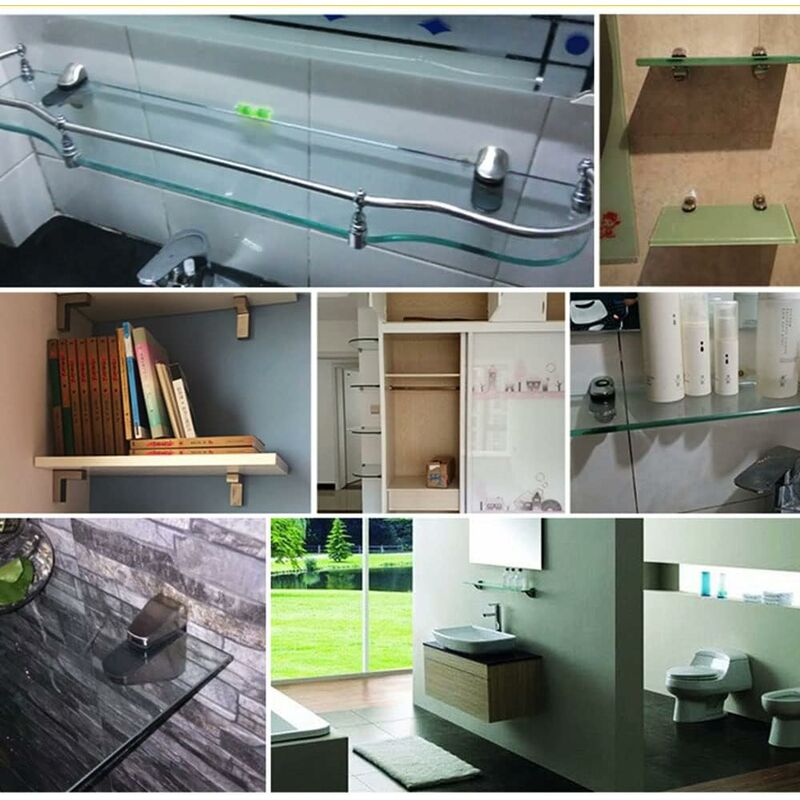 Adjustable Glass Shelf Bracket, 4 pcs Glass Shelf Support, Wall Mounted Glass Clamp, Glass Shelf Bracket, For V1188-MS-227-0566