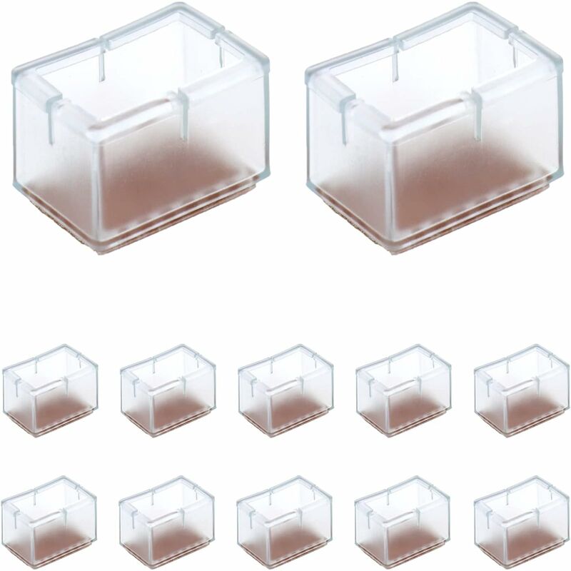 12 pcs Rectangle Silicone Chair Leg Protectors For Chair/Table/Sofa Legs Width 24-30Mm X Length 39-47Mm V1188-MS-227-0567