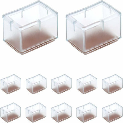 12 pcs Rectangle Silicone Chair Leg Protectors For Chair/Table/Sofa Legs Width 24-30Mm X Length 39-47Mm V1188-MS-227-0567