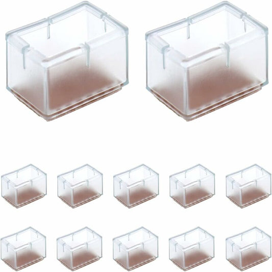 12 pcs Rectangle Silicone Chair Leg Protectors For Chair/Table/Sofa Legs Width 24-30Mm X Length 39-47Mm V1188-MS-227-0567