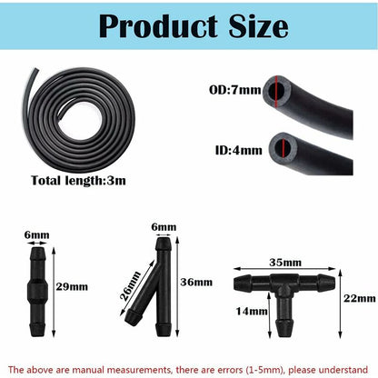 10 pcs Windshield Wiper Hose Kit,3M Windshield Washer Fluid Hose,Windshield Wiper Nozzle Mist Washer Spray V1188-MS-227-0568
