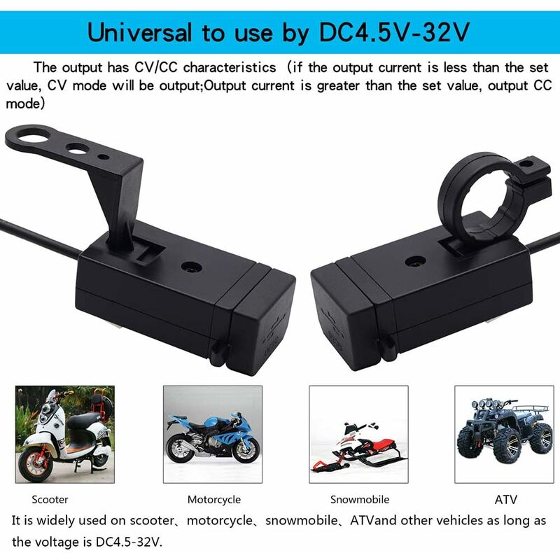 Motorcycle Charger 2 Usb Ports Socket Adapter Quick Charge 3.0 12-24V Usb Mobile Phone Power Charger With V1188-MS-227-0571