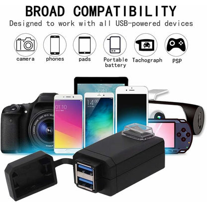 Motorcycle Charger 2 Usb Ports Socket Adapter Quick Charge 3.0 12-24V Usb Mobile Phone Power Charger With V1188-MS-227-0571