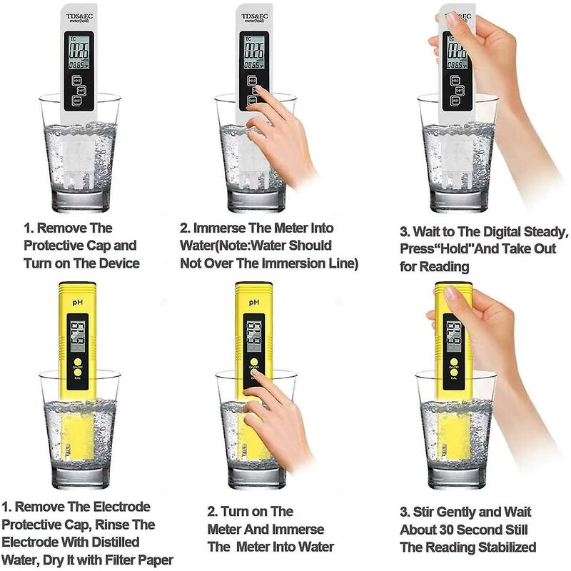 Ph Tester, Pool Ph Tester Measures Tds Ph Ec Temperature Water Quality Ph Tester For Drinking Water, Pool, V1188-MS-227-0574
