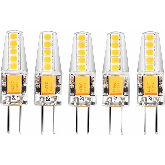 5 Pack G4 LED Bulbs Natural White 4000K Ac/Dc 12V 3W 200Lm Replacement G4 20W Halogen No Dimming No Flicker V1188-MS-227-0580