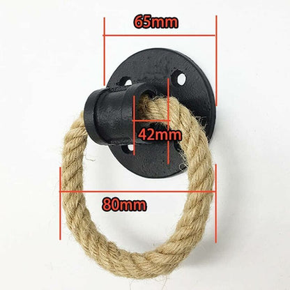 2 pcs Vintage Hemp ROpe Wrought Iron Handle Wooden Door Handles Cabinet Knobs Sliding Door Handle Drawer Pull V1188-MS-227-0581