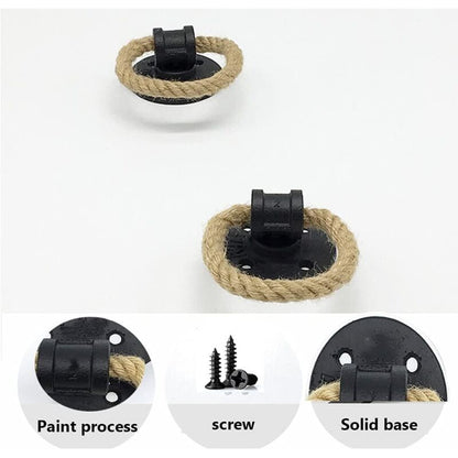 2 pcs Vintage Hemp ROpe Wrought Iron Handle Wooden Door Handles Cabinet Knobs Sliding Door Handle Drawer Pull V1188-MS-227-0581