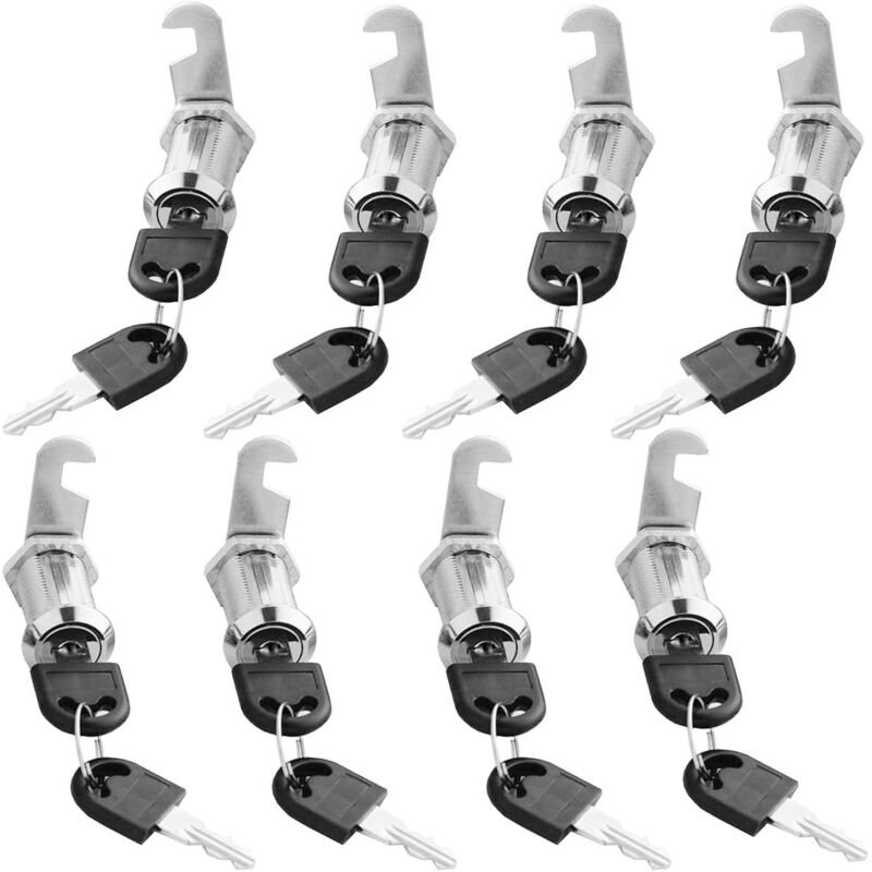 Cam Lock Cylinder, 8 pcs Mailbox Lock With 16 Keys Cabinet Door Lock Cam Lock Barrel For Mailbox Drawer V1188-MS-227-0584