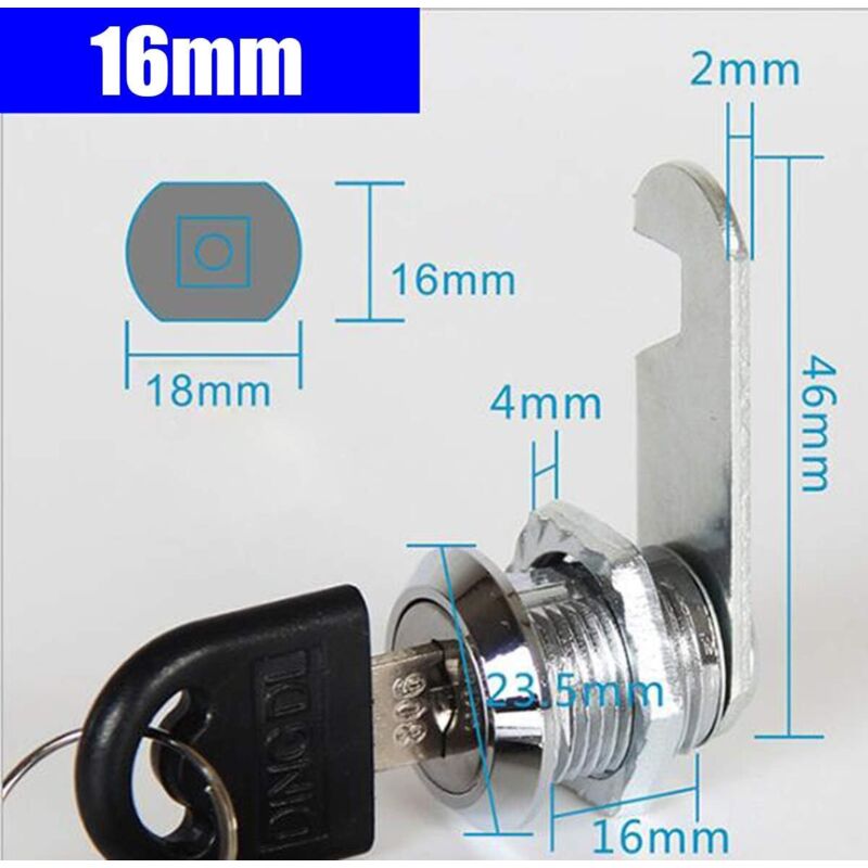 Cam Lock Cylinder, 8 pcs Mailbox Lock With 16 Keys Cabinet Door Lock Cam Lock Barrel For Mailbox Drawer V1188-MS-227-0584
