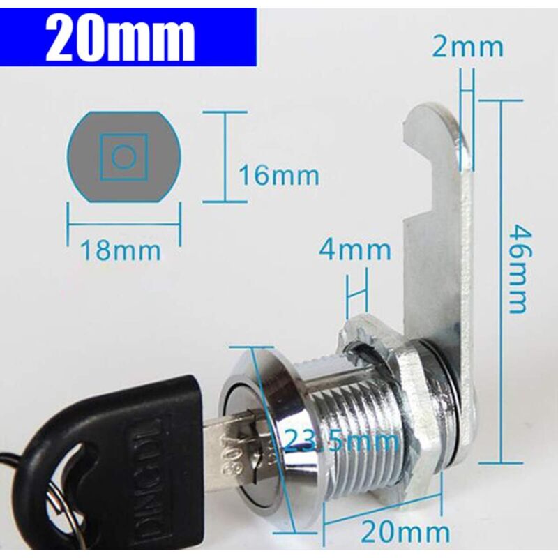 Cam Lock Cylinder, 8 pcs Mailbox Lock With 16 Keys Cabinet Door Lock Cam Lock Barrel For Mailbox Drawer V1188-MS-227-0584
