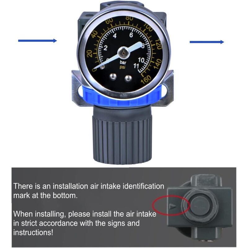 New Pressure Reducer For Compressed Air Compressor, Pressure Range (0-10 Bar), 1/4 Inch V1188-MS-227-0585
