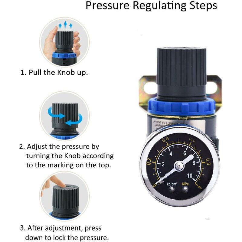 New Pressure Reducer For Compressed Air Compressor, Pressure Range (0-10 Bar), 1/4 Inch V1188-MS-227-0585