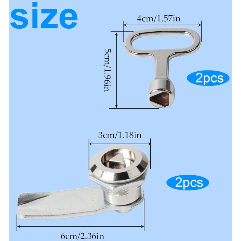 2 Sets Mailbox Lock 20Mm Furniture Lock Socket Lock With Triangle Key Locker Mailbox Security Zinc Alloy V1188-MS-227-0587