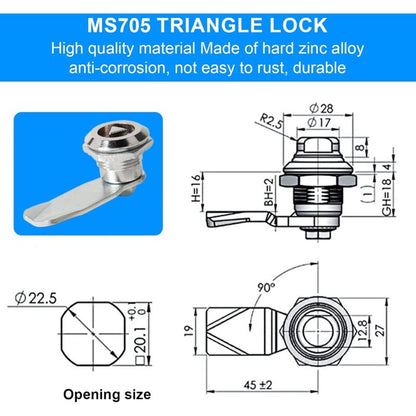 2 Sets Mailbox Lock 20Mm Furniture Lock Socket Lock With Triangle Key Locker Mailbox Security Zinc Alloy V1188-MS-227-0587