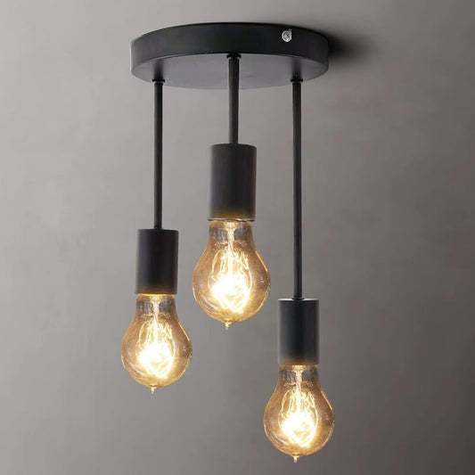 Retro Ceiling Light, 3 Sockets For E27 Bulbs, Industrial Pendant Lamp Metal Retro Vintage Pendant Lights V1188-MS-227-0591