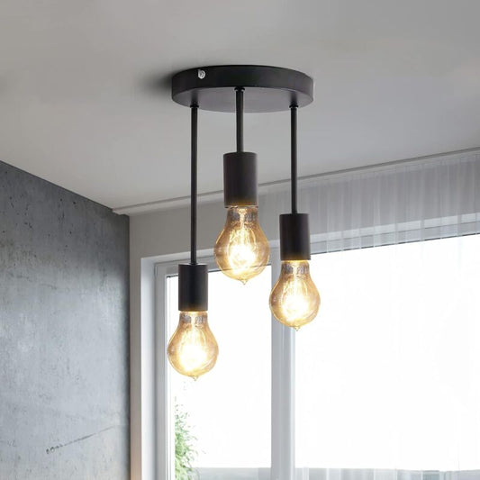 Retro Ceiling Light, 3 Sockets For E27 Bulbs, Industrial Pendant Lamp Metal Retro Vintage Pendant Lights V1188-MS-227-0591
