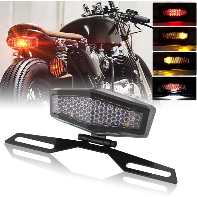 Motorcycle LED Tail Light With License Plate Lamp Holder Integrated Turn Signals Brake Light Universal For V1188-MS-227-0600