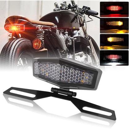 Motorcycle LED Tail Light With License Plate Lamp Holder Integrated Turn Signals Brake Light Universal For V1188-MS-227-0600
