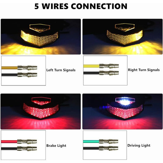 Motorcycle LED Tail Light With License Plate Lamp Holder Integrated Turn Signals Brake Light Universal For V1188-MS-227-0600