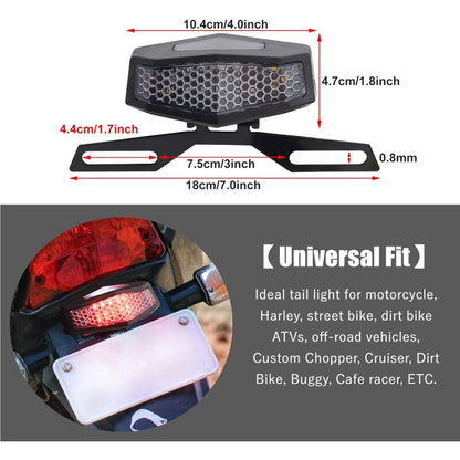Motorcycle LED Tail Light With License Plate Lamp Holder Integrated Turn Signals Brake Light Universal For V1188-MS-227-0600
