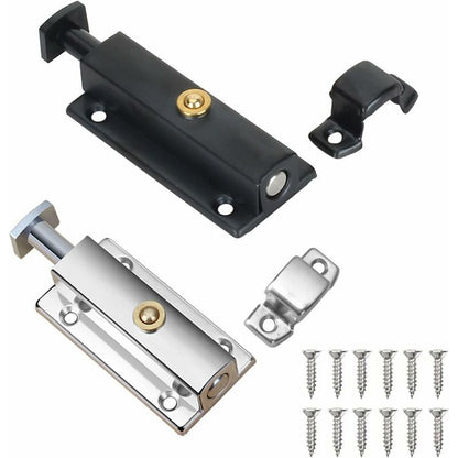 2 pcs Interior Door Lock, Bathroom Door Lock With Spring Knob, Silver, Black Automatic Door Lock 4 V1188-MS-227-0602