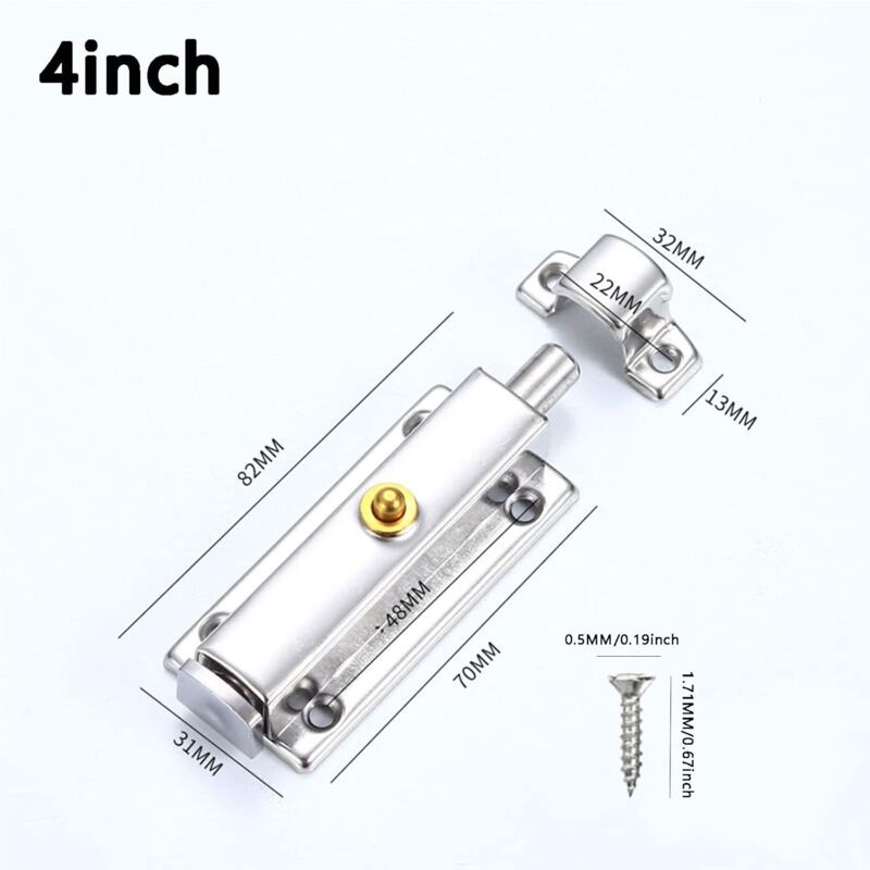 2 pcs Interior Door Lock, Bathroom Door Lock With Spring Knob, Silver, Black Automatic Door Lock 4 V1188-MS-227-0602