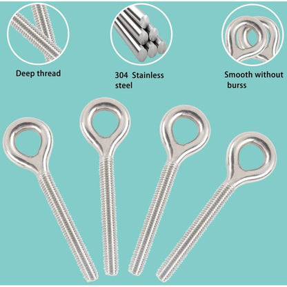 M6 304 Stainless Steel Ring Long Screw Threaded ROd Ring Bolt 10 pcs V1188-MS-227-0603