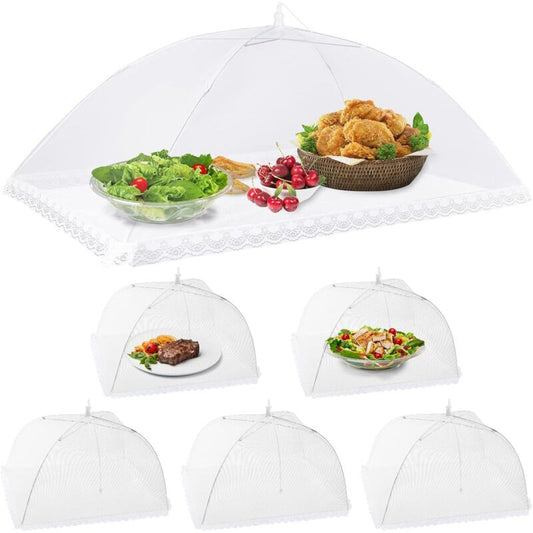 6 pcs Foldable Food Cover Anti-Fly Mesh Food Cover Tent Umbrella Anti-Insect Protection For Bbq Picnic Food,1 V1188-MS-227-0606