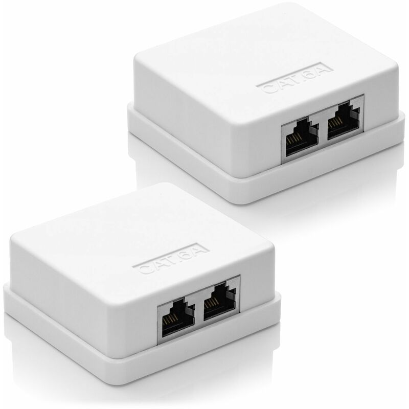 2 X Cat 6A Network Sockets, 2 X Rj45 Ftp Sockets, Shielded 10Gbit Lan Ethernet Wall Mount Cable, White V1188-MS-227-0608