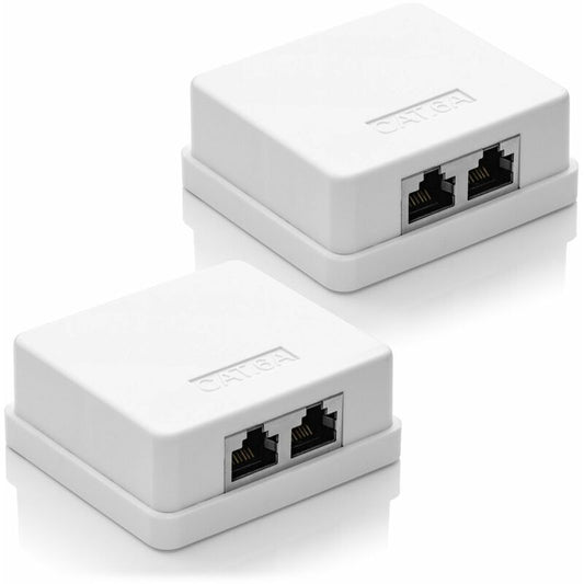 2 X Cat 6A Network Sockets, 2 X Rj45 Ftp Sockets, Shielded 10Gbit Lan Ethernet Wall Mount Cable, White V1188-MS-227-0608