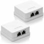 2 X Cat 6A Network Sockets, 2 X Rj45 Ftp Sockets, Shielded 10Gbit Lan Ethernet Wall Mount Cable, White V1188-MS-227-0608