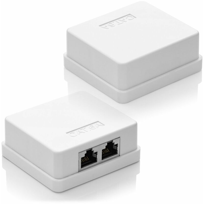 2 X Cat 6A Network Sockets, 2 X Rj45 Ftp Sockets, Shielded 10Gbit Lan Ethernet Wall Mount Cable, White V1188-MS-227-0608