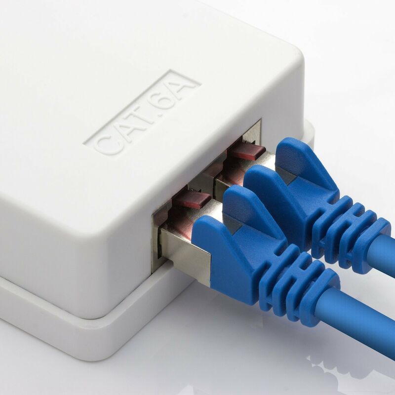 2 X Cat 6A Network Sockets, 2 X Rj45 Ftp Sockets, Shielded 10Gbit Lan Ethernet Wall Mount Cable, White V1188-MS-227-0608