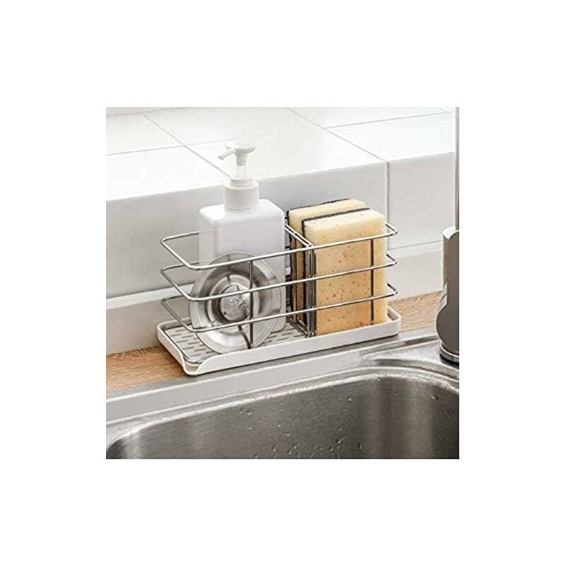 304 Stainless Steel Sponge Holder, Multifunctional Kitchen Sink Organizer, Dish Drainer Tray, Soap Dish, V1188-MS-227-0609