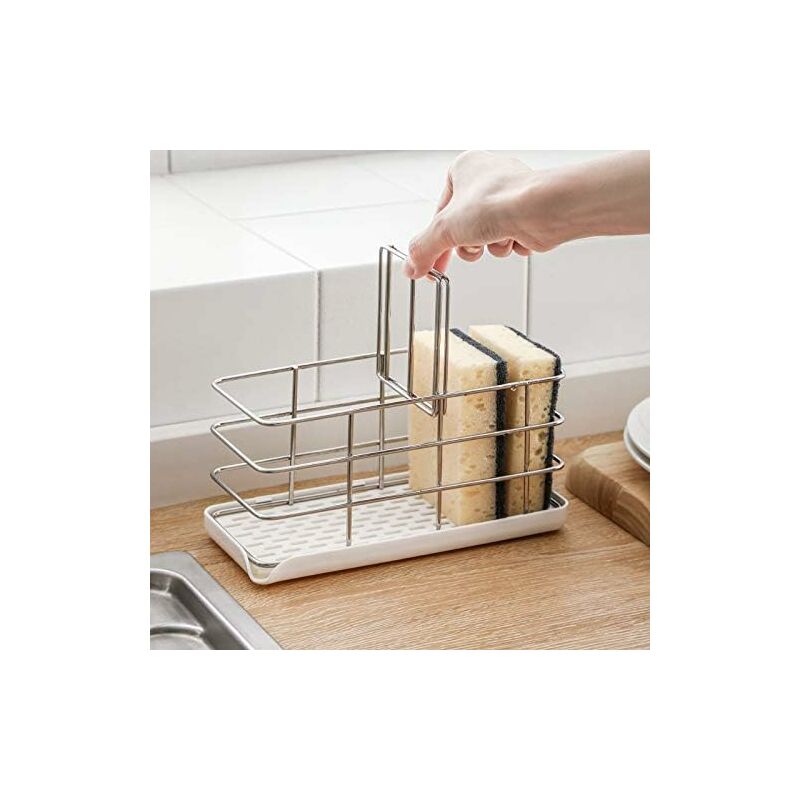 304 Stainless Steel Sponge Holder, Multifunctional Kitchen Sink Organizer, Dish Drainer Tray, Soap Dish, V1188-MS-227-0609