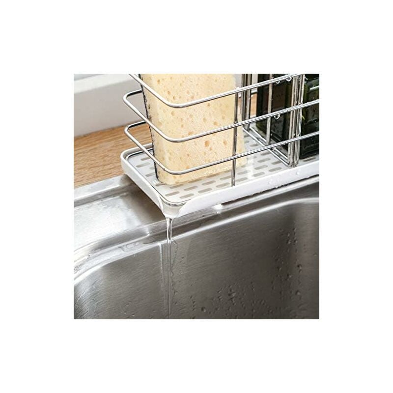 304 Stainless Steel Sponge Holder, Multifunctional Kitchen Sink Organizer, Dish Drainer Tray, Soap Dish, V1188-MS-227-0609