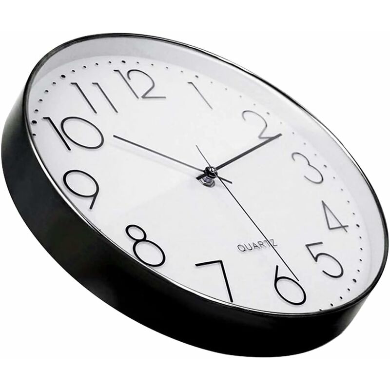 12 Inch Modern Wall Clock, Battery Operated Silent Quartz Kitchen Clock ROund Easy To Read For V1188-MS-227-0610