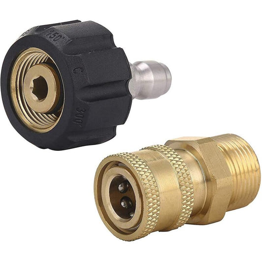 Pressure Washer Adapter Set M22 To 1/4 Inch Quick Connect Kit, M22 14Mm To 1/4 Inch Quick Connect Kit V1188-MS-227-0618