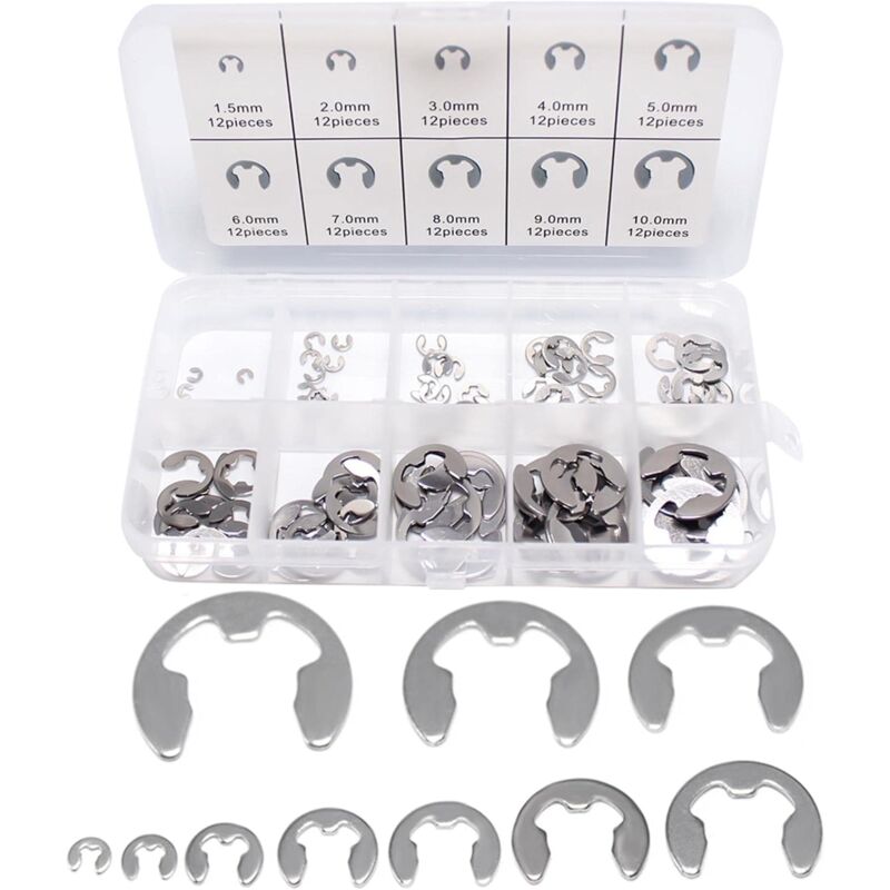 120 pcs 10 Different Sizes Stainless Steel Lock Washers With Box For Wave Groove Machine Automotive V1188-MS-227-0623