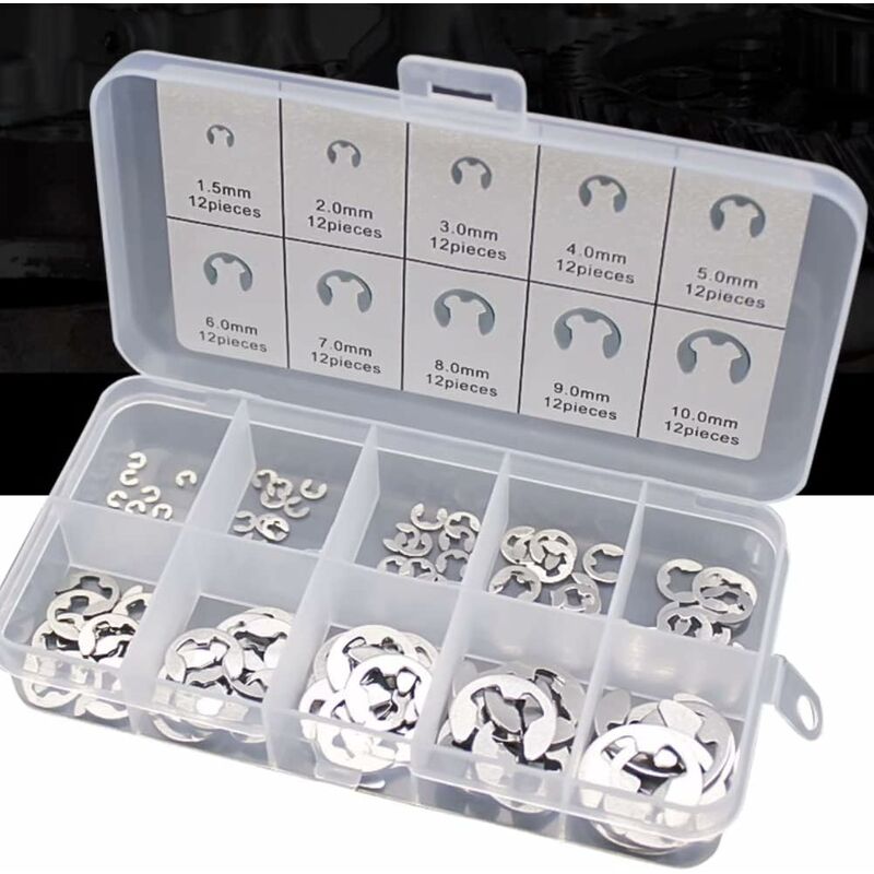 120 pcs 10 Different Sizes Stainless Steel Lock Washers With Box For Wave Groove Machine Automotive V1188-MS-227-0623