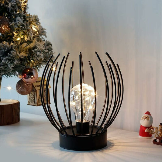 Metal Cage Table Lamp Cordless Battery Operated Lamp With Edison Style LED Bulb Ideal For Weddings, Parties, V1188-MS-227-0628