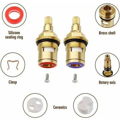 Ceramic Disc Head, Pair Of Universal Replacement Ceramic Faucet Cartridges, 1/2" Quarter Turn 20 Notches X V1188-MS-227-0637
