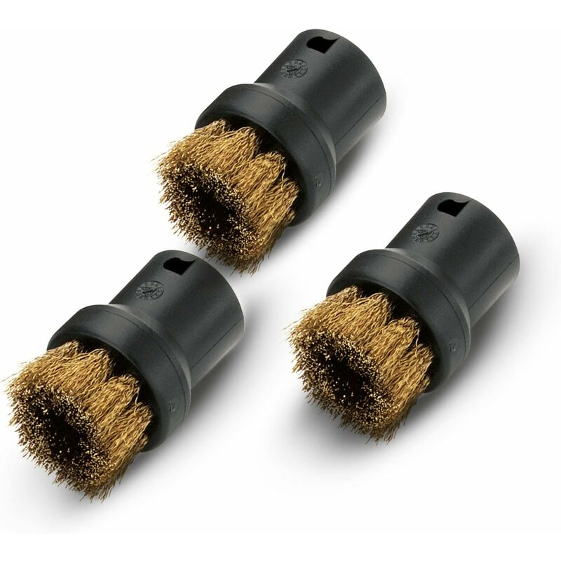 ROund Steam Cleaner Brush Set With Brass Bristles, Black, 4.0Cm X 2.5Cm V1188-MS-227-0639