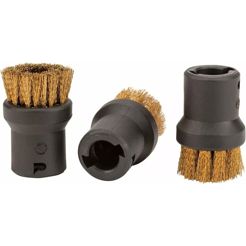 ROund Steam Cleaner Brush Set With Brass Bristles, Black, 4.0Cm X 2.5Cm V1188-MS-227-0639