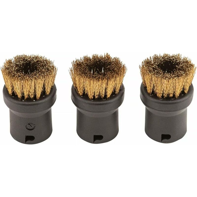 ROund Steam Cleaner Brush Set With Brass Bristles, Black, 4.0Cm X 2.5Cm V1188-MS-227-0639