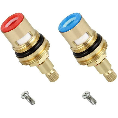 2 pcs Ceramic Disc Head, 1/2" Ceramic Cartridges, Universal Brass Faucet Replacement 20 Notches X 53Mm V1188-MS-227-0641