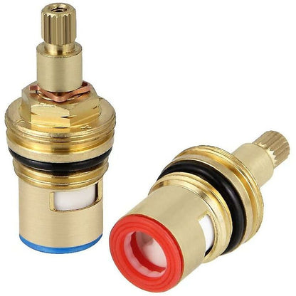 2 pcs Ceramic Disc Head, 1/2" Ceramic Cartridges, Universal Brass Faucet Replacement 20 Notches X 53Mm V1188-MS-227-0641