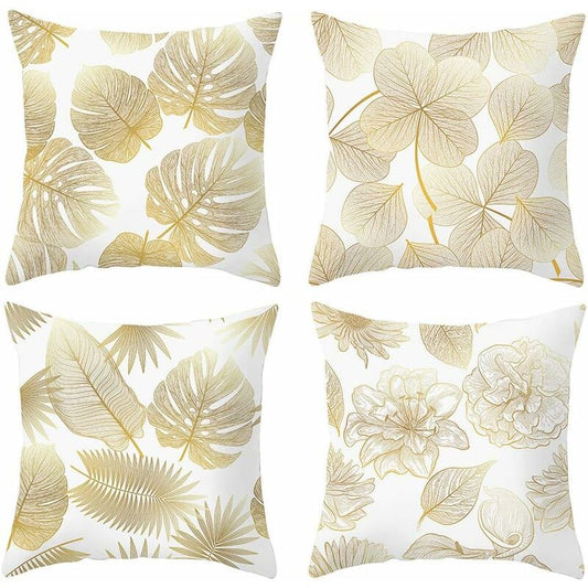 Pillowcase 45X 45Cm, Modern Sofa Cushion Cover Beautiful Car Sofa Cushion Covers Home Decor Protectors (Golden V1188-MS-227-0647