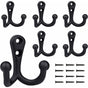 6 Pieces Retro Coat Hooks Double Metal Hooks Black Retro Coat Hooks For Coat Rack Bathroom Kitchen V1188-MS-227-0648