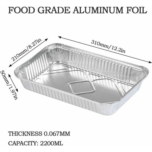 25 pcs Aluminum Foil Trays Barbecue Accessory For Cooking, ROasting, Baking, Freezing And Storing Large V1188-MS-227-0654